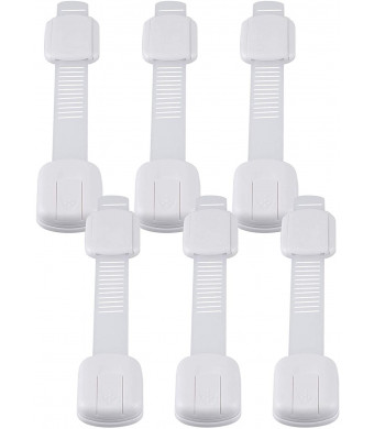 Child Safety Strap Locks (6 Pack) for Fridge, Cabinets, Drawers, Dishwasher, Toilet, 3M Adhesive No Drilling - by Eco-Baby