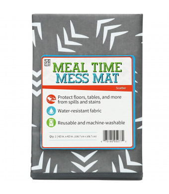 STS Baby 527701 Water Resistant, Machine Washable Meal Time Mess Mat - 42 Inch x 42 Inch, Grey Scatter Print