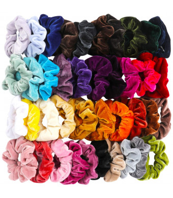 40 Pcs Hair Scrunchies Velvet Elastic Hair Bands Scrunchy Hair Ties Ropes Scrunchie for Women or Girls Hair Accessories - 40 Assorted Colors