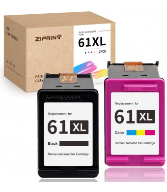 ZIPRINT Remanufactured Ink Cartridge Replacement for HP 61XL 61 XL for Envy 4500 5530 5534 5535 Deskjet 1000 1010 1510 1512 2540 3050 3510 3050A Officejet 2620 4630 4635 (1 Black, 1 Tri-Color)