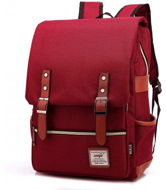 Vintage Backpack For Teen Girls Boys, Unisex Laptop Bag for Women Men, School College Bookbag Backpack With USB Charging Port