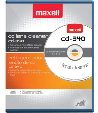 CD Laser Lens Cleaner Disc with Microfiber Brushes and Instructions from Maxell