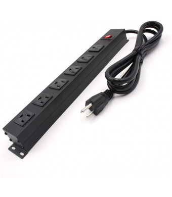 Power Strip with 6 Outlets 6 Ft UL 14AWG Cord Straight Plug for Commercial, Industrial, School and Home,15A 125V 1875W, ETL Approved and Listed, Black