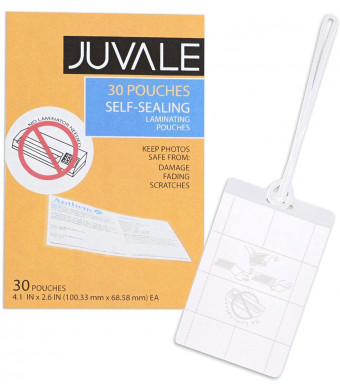 Juvale 30-Pack Self-Seal Laminating Pouches for Luggage Tags, 4 x 2.5 Inches