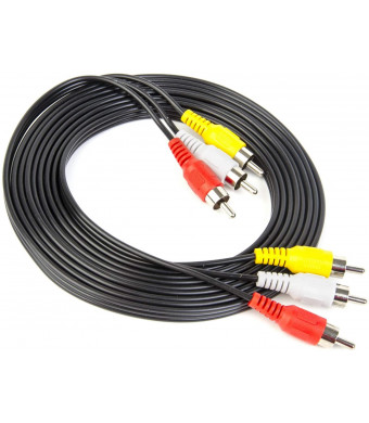 Xenocam 15FT RCA Audio/Video Composite Cable DVD/VCR/SAT Yellow/White/red connectors 3 Male to 3 Male