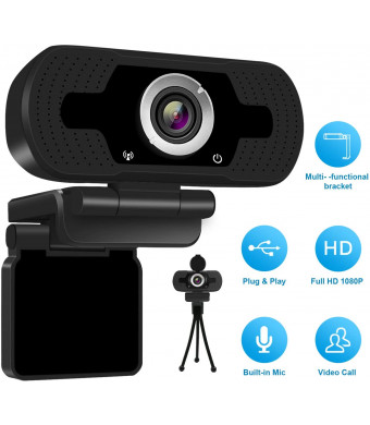Anivia 1080p HD Webcam W8, USB Desktop Laptop Camera, Mini Plug and Play Video Calling Computer Camera, Built-in Mic, Flexible Rotatable Clip