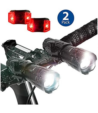 Bright Eyes 2-Pack - Aircraft Aluminium Waterproof 300 Lumen LED Bike Light Set (Headlight, Taillight)