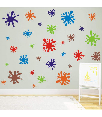 TOARTi Multicolor Paint Wall Decal (112pcs), Splatter and Splotches Wall Sticker for Classroom Decoration, Primary Color Paint Splash Room Decor Ink Splotch Wall Stickers