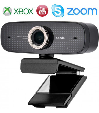 Webcam Streaming YouTube OBS Twitch Compatible Skype Webcam Full HD 1080P PC Camera Built-in Dual Microphones Computer Camera Compatible for Mac Windows 10/8/7