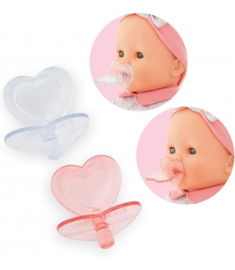 Corolle - Heart Shaped Doll Pacifier Accessory for 14-17" Dolls, 2 Pack