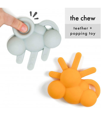 DODDLE and CO. The Chew Teether (2-Pack Sun/Rain) Poppable Bubbles | Like Bubble Wrap But Better | Toddler Teething Fidget Toy | 100% Silicone | BPA Free | 2-in-1 Teethers and Toy for Baby Infant