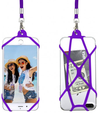 Gear Beast Universal Web Cell Phone Lanyard Compatible with iPhone, Galaxy and Most Smartphones, Includes Phone Case Holder,Neck Strap (Purple)