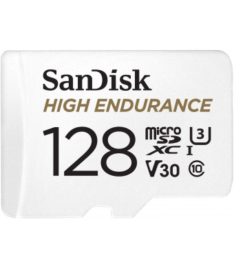 SanDisk 128GB High Endurance Video MicroSDXC Card with Adapter for Dash Cam and Home Monitoring systems - C10, U3, V30, 4K UHD, Micro SD Card - SDSQQNR-128G-GN6IA