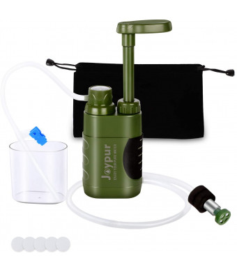 joypur Water Purifier Pump, 0.01 Micron 3-Stage Portable and Outdoor Water Filter for Camping, Hiking, Travel Abroad, Emergency, Backpacking, Survival with Replaceable Filter (Army Green)