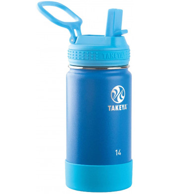 Takeya Kids Insulated Water Bottle w/Straw Lid, 14 Ounces, Sky
