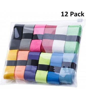 12 Pieces Tennis Badminton Racket Overgrips for Anti-Slip and Absorbent Grip