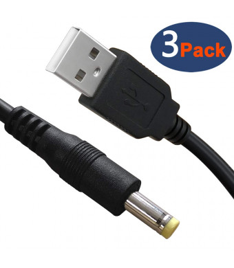 SIOCEN 3 Packs 4FT USB 2.0 A Male to DC 4.0mm x 1.7mm 5 Volt DC Barrel Jack Power Cable,DC 5V Power Plug Connector Charger Cord for Sony PSP 3000 2000 1000,Tablet,Cellphone,Laptop,Netbook,Electronics