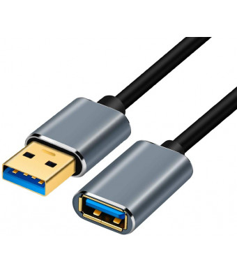 USB 3.0 Extension Cable 1.5ft/50cm,Yeung Qee Aluminum Alloy USB A Male to USB A Female Extender Cord 5Gbps Data Transfer USB Flash Drive,Keyboard, Mouse,Playstation,Card Reader, Printer,with Cable tie
