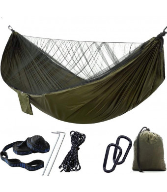 1/2 Person Camping Hammock with Mosquito/Bug Net, Single andDouble Hammock Lightweight Portable Parachute Nylon Hammock for Camping,Backpacking,Survival,Travel and More