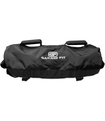 Garage Fit Sandbags for Fitness with Rubber Handles- Weighted Power Training- Heavy Duty Cordura Construction- 6 Rubber Gripping Handles- Adjustable, Workout Raw Power, Balance, Control