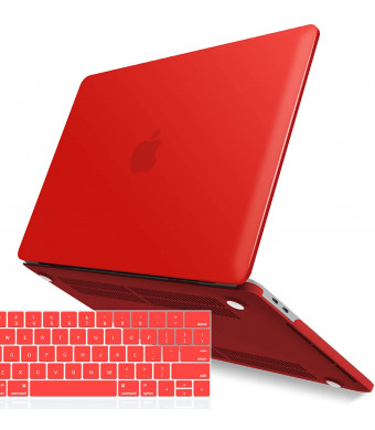 IBENZER MacBook Pro 13 Inch Case 2019 2018 2017 2016 A2159 A1989 A1706 A1708, Hard Shell Case with Keyboard Cover for Apple Mac Pro 13 Touch Bar, Red, T13RD+1