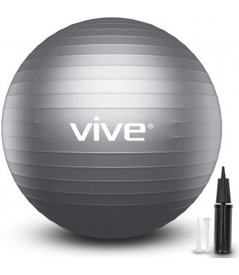 Vive Stability Ball - Yoga Fitness Ball for Balance Exercise Workout - Anti Burst Desk Chair for Home and Gym Fitness, Birthing, Pilates Core Fit Training, Physical Therapy - with Pump