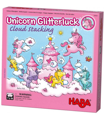 HABA Unicorn Glitterluck Cloud Stacking - A Cooperative Roll and Move Dexterity Game for Ages 4 and Up (Made in Germany)
