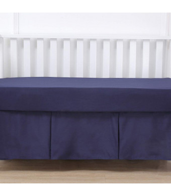 Belsden Crib Skirt with Durable Woven Platform for Boy and Girl, 2 Long Sides Pleated, Split Corners Dust Ruffle for Easy Placement Inside of Standard Crib, 14 inches (36 cm) Length Drop, Navy Color