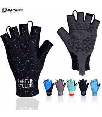 Darevie Cycling Gloves, Shock-Absorbing Cycling Half Finger Gloves, Breathable Bicycling Gloves, Anti-Slip Shockproof Gel Padded Mountain Bike Gloves, Half Finger Biking Gloves for Man, Woman