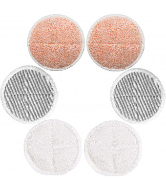 CKLandDJ 6 Pack Mop Pads Replacement for Bissell Spinwave 2039A 2124 (Included 2 Soft Pads+2 Scrubby Pads+2 Heavy Scrub Pads)