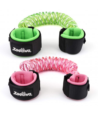 [2 Pack] Anti Lost Wrist Link, Zooawa Child Working Safety Harness Hook and Loop Wrist Leash Child Rope Leashes for Kids and Toddlers, 1.5M Fluorescent Pink + 1.8M Fluorescent Green