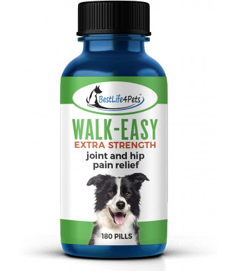 BestLife4Pets Walk-Easy Extra Strength Joint Supplement for Dogs is a Natural, Effective Pet Pain Relief Remedy is Easy to Use, has no Chemicals or Additives, no Taste or Smell (180 Pills)