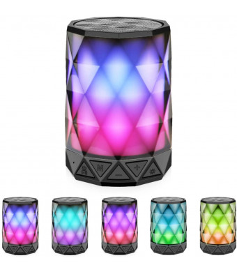 LED Light Bluetooth Speakers with Lights, LFS Night Light Wireless Speakers, Multi-Color Changing Diamond Shape Speaker, Built-in Mic,TF Card TWS Supported, for iPhone Samsung Gaming PC (Multi)