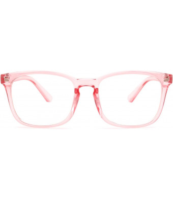Livho Blue Light Blocking Glasses, Computer Reading/Gaming/TV/Phones Glasses for Women Men,Anti Eyestrain and UV Glare LI8081 (Clear Pink)