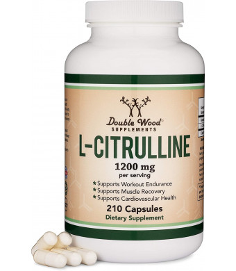 L Citrulline Capsules 1,200mg Per Serving, 210 Count (L-Citrulline Increases Levels of L-Arginine and Nitric Oxide) Muscle Recovery Supplement  Improve Muscle Pump by Double Wood Supplements