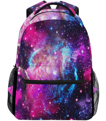 Universe Space Galaxy Star Travel Laptop Backpack Daypacks, Pink Blue Nebula Water Resistant College School Computer Bag Bookbag for Women and Men Outdoor CampingandFits Up to 14-inch Notebook
