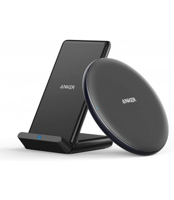 Anker Wireless Chargers Bundle, PowerWave Pad and Stand, Qi-Certified Compatible iPhone 11, 11 Pro, 11 Pro Max, Xs Max, XR, XS, X, 8, 8 Plus, 10W for Galaxy S20 S10 S9, Note 10 Note 9 (No AC Adapter)