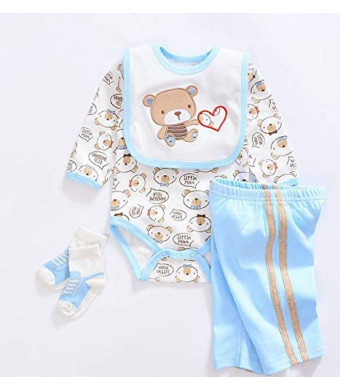 Medylove Reborn Baby Doll Clothes Boy 4pcs for 17- 18 inch Reborn Doll Boy Blue Outfit Set