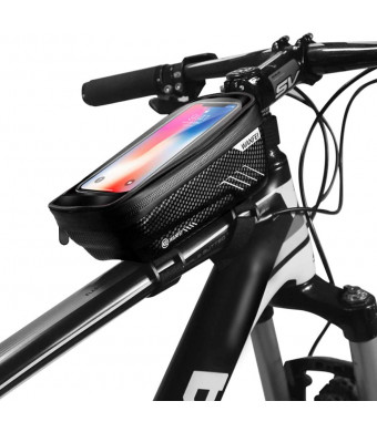 Wanfei Bike Phone Top Tube Bag Bicycle Cell Phone Mount Holder Bag Case with Touch Screen Waterproof Front Frame Storage Bag for Phone Below 6.5 Inch