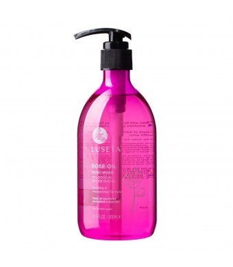 Luseta Rose Oil Body Wash, Ultra Hydrating Shower Gel for Nourishing Essential Body Care, Sulfate and Paraben Free 16.9oz