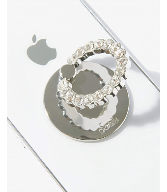 Sonix Embellished Crystal Rhinestone Phone Ring (Silver, Clear)