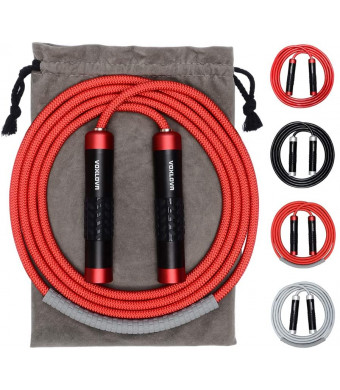 Weighted Jump Rope - Heavy Jump Ropes with Adjustable Extra Thick Cable, Aluminum Silicone Grips Handles, High-Speed Ball Bearings, Premium Skipping Rope for Workouts Crossfit Home Fitness MMA and Gym