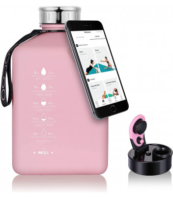 SOCOO Gallon Water Jug with Motivational Time Marker 2.7L fitness Water Bottle for Workout Outdoor jug leak proof Gym Yoga sport gallon jug (91oz Pink)