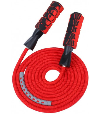 APICCRED Professional Double Ball Bearing Jump Rope Weighted Cotton Rope Adjustable Length,for Cardio, Endurance Training, Fitness Workouts, Jumping Exercise