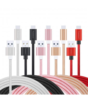 USB Type C Cable, 5 Pack 6ft Tranesca Fast USB Type C Phone Charger Cord for Samsung Galaxy S10 S10+ S9 S8 Plus Note 9 8, LG V20 G5 G6 V30, HTC, Google Pixel 3a XL, Moto X4/Z2,and More
