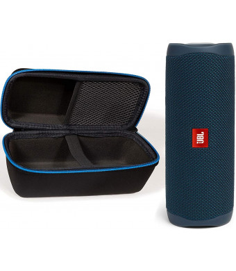 JBL Flip 5 Waterproof Portable Wireless Bluetooth Speaker Bundle with divvi! Protective Hardshell Case - Blue