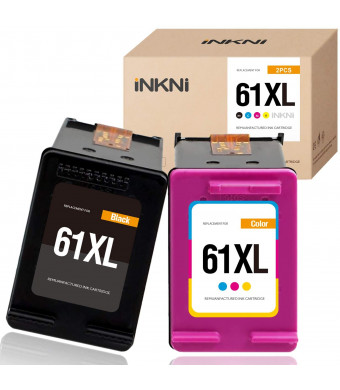 INKNI Remanufactured Ink Cartridge Replacement for HP 61XL 61 XL for HP Envy 4500 5530 5534 5535 Deskjet 1000 1010 1510 1512 2540 3050 3510 3050A Officejet 2620 4630 4635(1 Black, 1 Tri-Color, 2-Pack)
