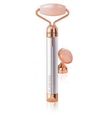 Finishing Touch Flawless Contour Vibrating Facial Roller and Massager, Rose Quartz