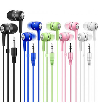 Bulk Earbuds 50 Pack Multi Colored for Classroom Kids Child Teen, Factorymall Wholesale Disposable Earbuds Earphones Headphones for School,Students,Library Computer Lab,Donate