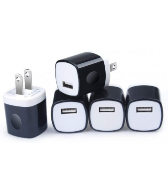 USB Charger Plug, Wall Charger, 5Pack Single 5V 1Amp Universal Home Travel USB Charging Adapter Replacement for Phone Xs Max/Xs/XR/X/8/7/6 Plus/5S/4S, Samsung Galaxy S9/S8/Note 9, LG, Kindle, Android